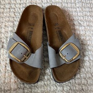 Birkenstock Taupe Sandals with Gold Buckles